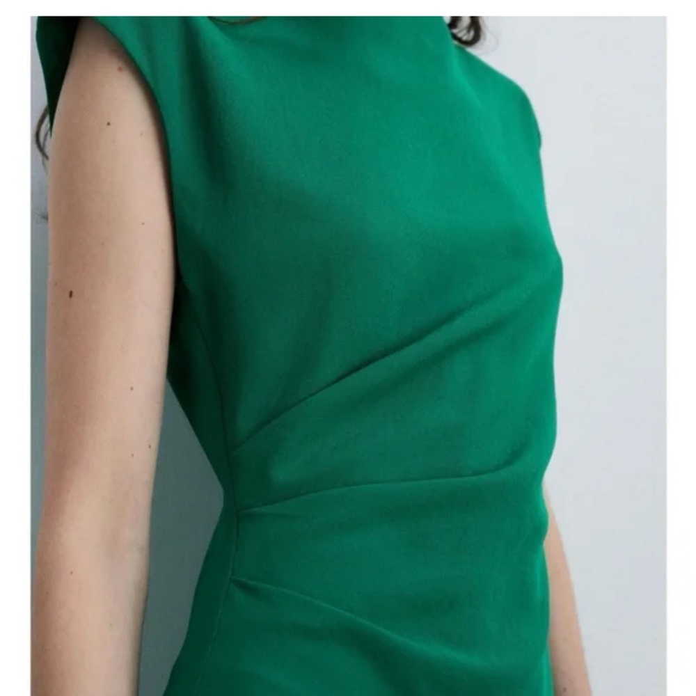 Mango Green Sheath Midi Dress with Mock Neck - Picture 3 of 4